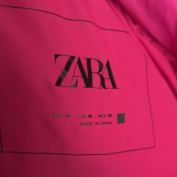 NWOT! Zara Hot pink cropped bomber hooded jacket 💕 - Picture 5 of 5
